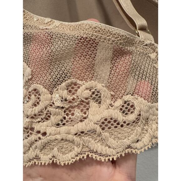 Natori Size 38D Feathers Contour Plunge Bra Style# 730023 Cafe Underwire Beige - Picture 3 of 7